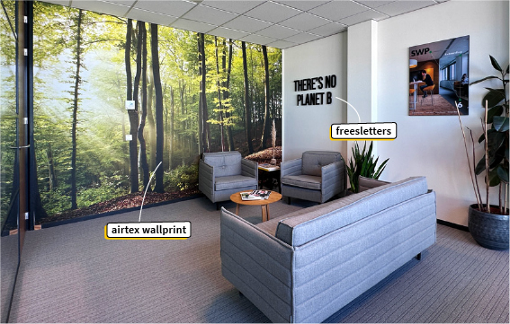 wandbekleding (airtex wallprint), freesletters en